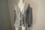 Marccain licht grijs vest grote voilants roesels voorkant N4, Kleding | Dames, Maat 38/40 (M), Verzenden, Zo goed als nieuw, Grijs