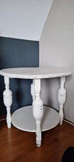 Kleine witte ronde sidetable/bijzettafel, Gebruikt, Rond, 55 tot 75 cm, Brocante