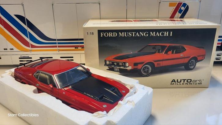 AUTOart Millenium Ford Mustang Mach 1 Red - 1971, Hobby en Vrije tijd, Modelauto's | 1:18, Zo goed als nieuw, Auto, Autoart, Ophalen of Verzenden