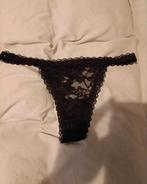 Dames string zwart met kant maat M, Ophalen of Verzenden, Zwart, String