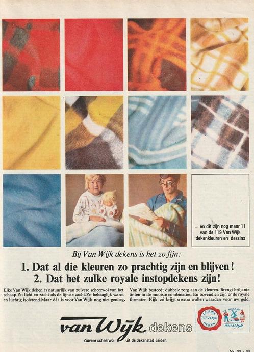 Retro reclame 1964 Van Wijk Leiden wollen dekens heel royaal, Verzamelen, Retro, Overige typen, Verzenden