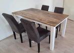 Eettafel eventueel compleet met 4 stoelen 160 bij 89cm, Ophalen, Gebruikt, 4 tot 6 stoelen