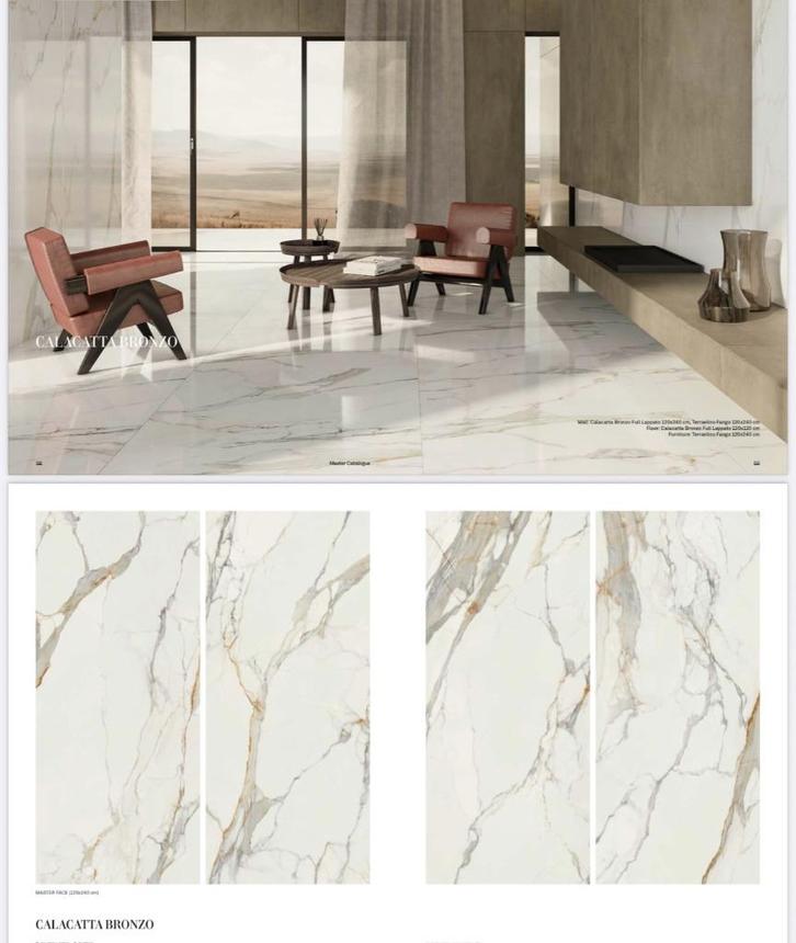 Marmerlook  Accademia Callacata Bronze 1198x598x9mm, Doe-het-zelf en Verbouw, Tegels, Nieuw, Vloertegels, Marmer, 60 cm of meer