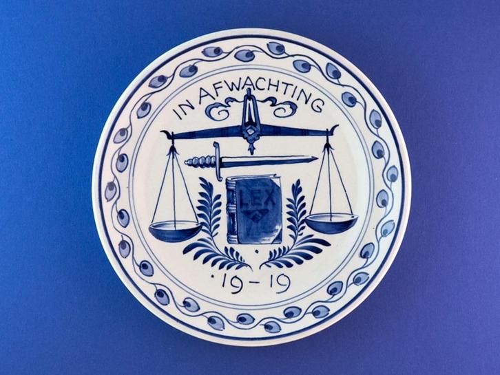 Porceleyne Fles 1920 De Vrede Getekend 18cm (3 Blauw WO-1, Antiek en Kunst, Antiek | Wandborden en Tegels, Verzenden