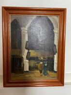 Jan Kelderman -Kerkinterieur - olieverf op doek, Antiek en Kunst, Ophalen of Verzenden