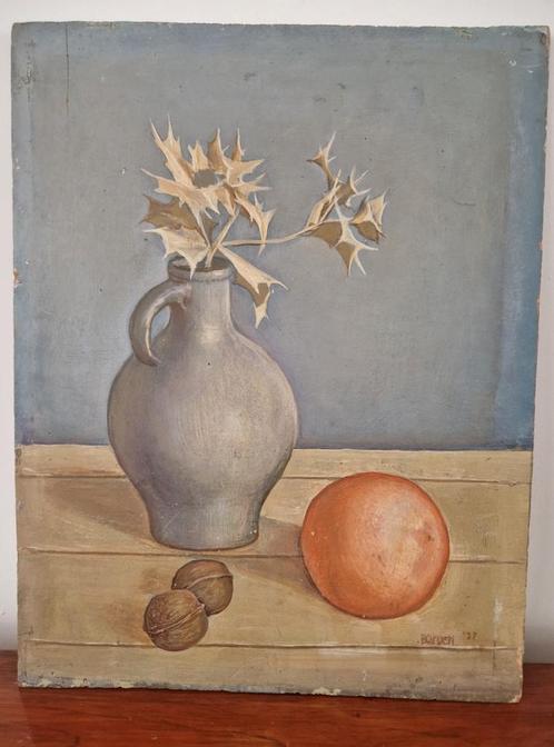 Paneel stilleven 1937 door Reyer van der Borden, Antiek en Kunst, Kunst | Schilderijen | Klassiek, Ophalen of Verzenden