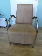 fauteuil nubuck bruin, Huis en Inrichting, Fauteuils, Ophalen, Gebruikt, Minder dan 75 cm, Leer