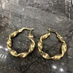 14 karaat gouden oorbellen wokkels creolen, Sieraden, Tassen en Uiterlijk, Oorbellen, Ophalen of Verzenden, Nieuw, Goud