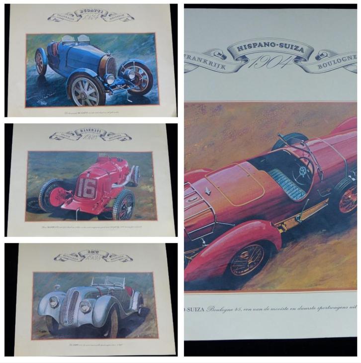 9 posters Bugatti Benz Opel Alfa Hispano Maserati PANHARD, Boeken, Auto's | Folders en Tijdschriften, Opel, Ophalen of Verzenden