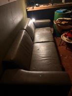 Groene leren bank, Gebruikt, Ophalen of Verzenden, Rechte bank, 200 tot 250 cm