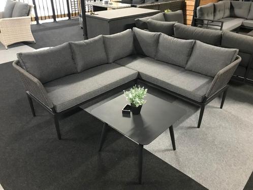 Lounge hoekbank met salontafel. Hoek 193 x 165 cm., Tuin en Terras, Tuinsets en Loungesets, Zo goed als nieuw, Loungeset, Aluminium