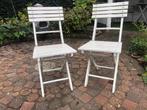 Bistro tuinstoeltjes wit, Tuin en Terras, Ophalen, Gebruikt, Hout, Inklapbaar