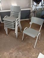 6 Vintage Amsterdamse School Stoelen - Stapelbaar, Ophalen, Grijs, Vijf, Zes of meer stoelen, Metaal