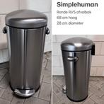 Simplehuman Ronde rvs afvalbak, 40 liter of meer, Ophalen of Verzenden, Gebruikt, Rvs
