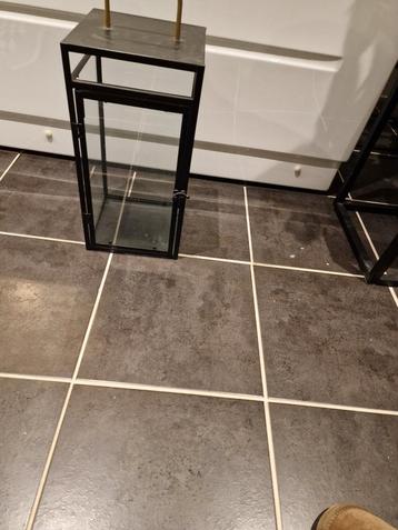 Mooi windlicht van glas en staal nu 15,00 beschikbaar voor biedingen
