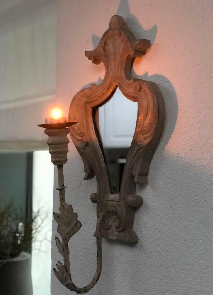 Spiegel blaker wand kandelaar barok sleets imperfect, Antiek en Kunst, Curiosa en Brocante, Ophalen of Verzenden