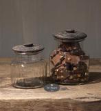 Glazen voorraadpot set van 2 pot deksel glas stoer sober, Ophalen of Verzenden, Nieuw