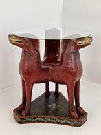 prachtige antieke houten bijzet tafel met hondenkoppen, Antiek en Kunst, Ophalen