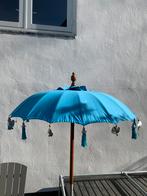 Bali / Ibiza parasol blauw, Tuin en Terras, Parasols, 1 tot 2 meter, Ophalen of Verzenden, Stokparasol, Zo goed als nieuw