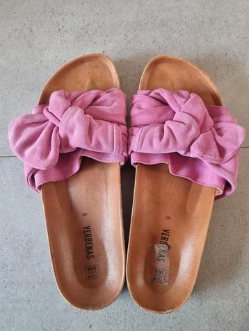 Roze leren sandalen/slippers maat 40 Verbenas beschikbaar voor biedingen
