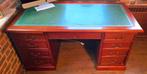 Mahoniehouten bureau met groen leer, Huis en Inrichting, Bureaus, Ophalen, Gebruikt, Bureau