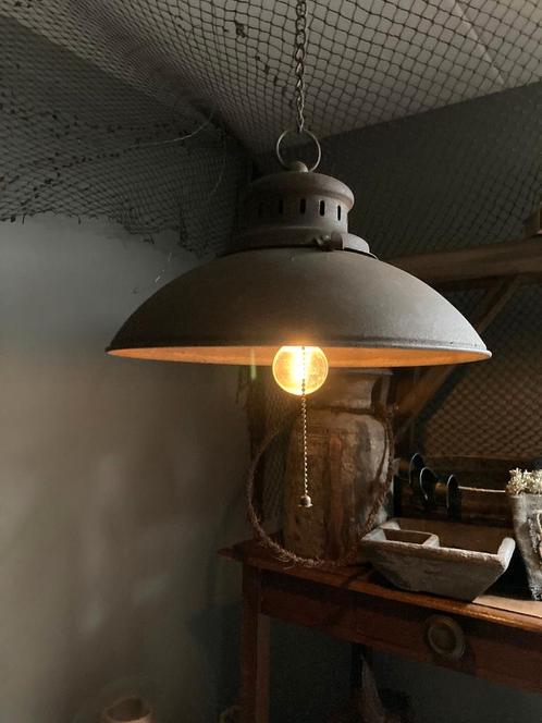 Hanglamp op batterij roestbruin sober,landelijk, Huis en Inrichting, Lampen | Hanglampen, Zo goed als nieuw, Minder dan 50 cm