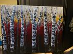 Abstract berkenbos schilderij, Ophalen of Verzenden