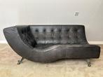 Zwart leren bank, Huis en Inrichting, Ophalen, Gebruikt, Tweepersoons, Minder dan 150 cm