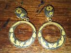 Toledo Damascene Clip Oorbellen Goud Inleg, Zwart, Ophalen of Verzenden, Goud, Hangers