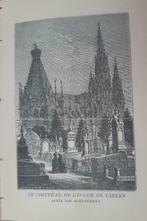 26/ Brussel Le Cimetière de L'Eglise Laeken Houtgravure 1892, Ophalen of Verzenden