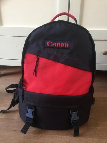 Vintage Canon fotocameratas rood zwart 40cm hoog backpack beschikbaar voor biedingen
