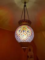 Oosterse hanglamp glasmozaiek, met koper., Huis en Inrichting, Lampen | Hanglampen, Ophalen of Verzenden, Oosters, Minder dan 50 cm