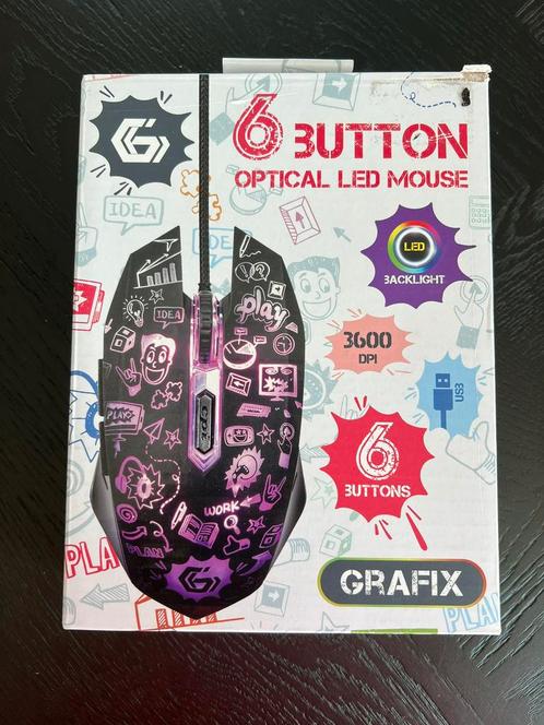 GAMING MUIS USB REGENBOOG LED VERLICHTING 6 KNOPEN 3600 DPI, Computers en Software, Muizen, Zo goed als nieuw, Muis, Rechtshandig