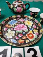 Miniservies chinees zwart met bloemen, Antiek en Kunst, Ophalen of Verzenden