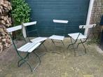 Vintage Franse bistro tuinstoeltjes, Ophalen, Gebruikt, Metaal, Inklapbaar