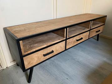 TV meubel mango hout met zwart staal beschikbaar voor biedingen
