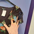 King Louie jurk zwart met blauw oranje bloemen mt M-L 48136, ., Zwart, Maat 42/44 (L), Ophalen of Verzenden