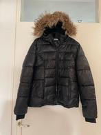 Zwarte gewatteerde jas met bontkraag, Maat 38/40 (M), Zwart, Ophalen of Verzenden, Onbekend