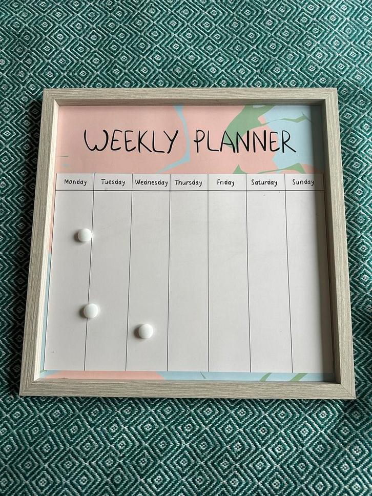 Weekplanner Memobord met Magneet - 43x43 cm, Huis en Inrichting, Woonaccessoires | Memoborden, Gebruikt, Magneetbord, Ophalen