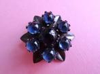 jwg Vintage 60s Modernist design broche blauw glas stenen, Sieraden, Tassen en Uiterlijk, Antieke sieraden, Verzenden, Overige materialen