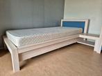 Boxspring met bed-ombouw en vast nachtkastje 90x200, Huis en Inrichting, Overige materialen, Crème, 90 cm, Modern