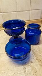 3 objecten van Donkerblauw glas, Ophalen of Verzenden
