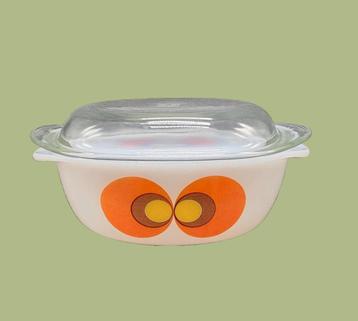 Vintage set van 2 ovenschalen Jena glas met 1 deksel beschikbaar voor biedingen