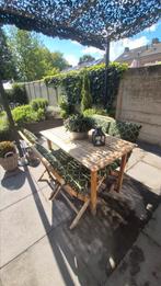 Teak houten tuinset met 4 stoelen, Tuin en Terras, Ophalen, Gebruikt, Teakhout