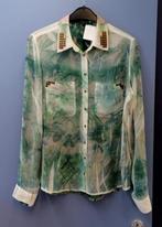 Guess groen creme tinten prachtige blouse + studs S nr 38099
