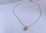 Goudkleurige ketting met vlinder gevult met diamantjes, Verzenden, Zo goed als nieuw, Goud, Overige materialen