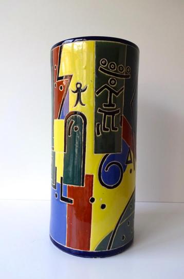Keramiek grote vaas met gestyleerde Pop Art motieven 2829-k beschikbaar voor biedingen