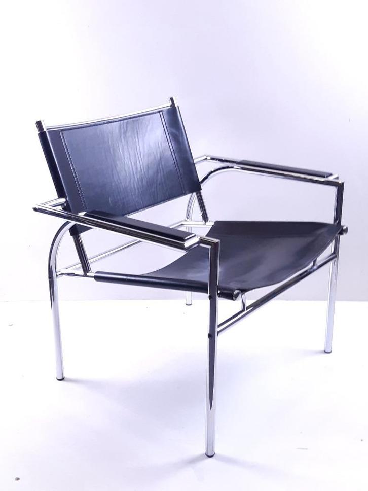 Gerard Vollenbrock fauteuil, Huis en Inrichting, Fauteuils, Gebruikt, Leer, Metaal, Overige materialen, 50 tot 75 cm, 75 tot 100 cm