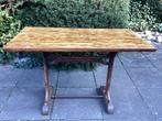 Oude Franse café bistro tafel met koperbeslag, Ophalen of Verzenden