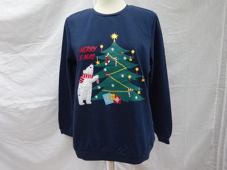 FASCHION blauwe sweater kerst trui - maat M, Kleding | Dames, Truien en Vesten, Zo goed als nieuw, Maat 38/40 (M), Blauw, Ophalen of Verzenden